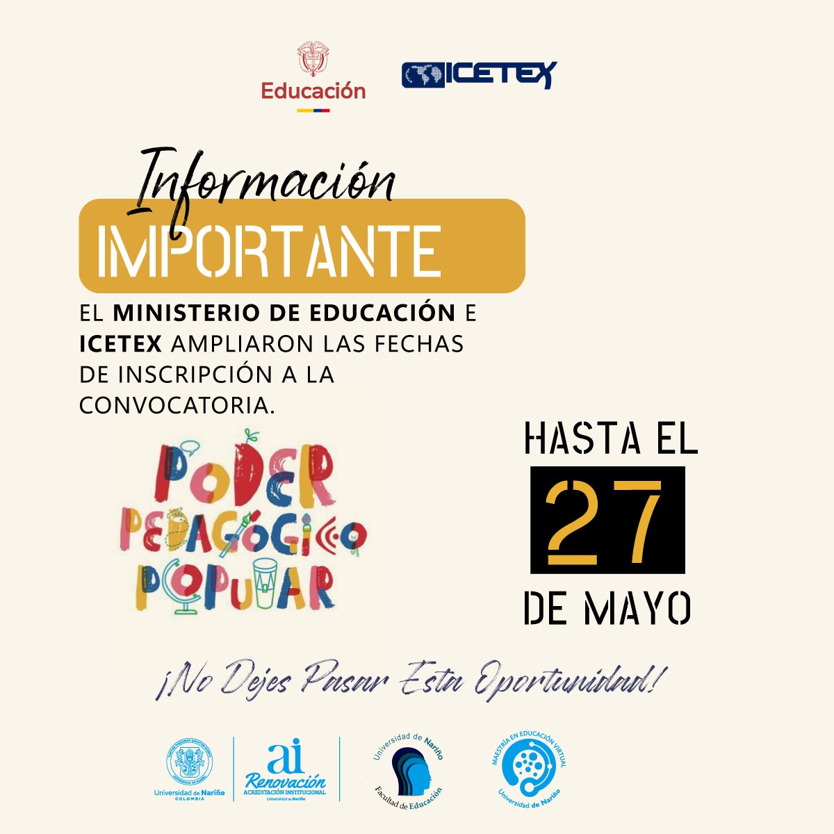 Visual de la Maestría en Educación Virtual Udenar